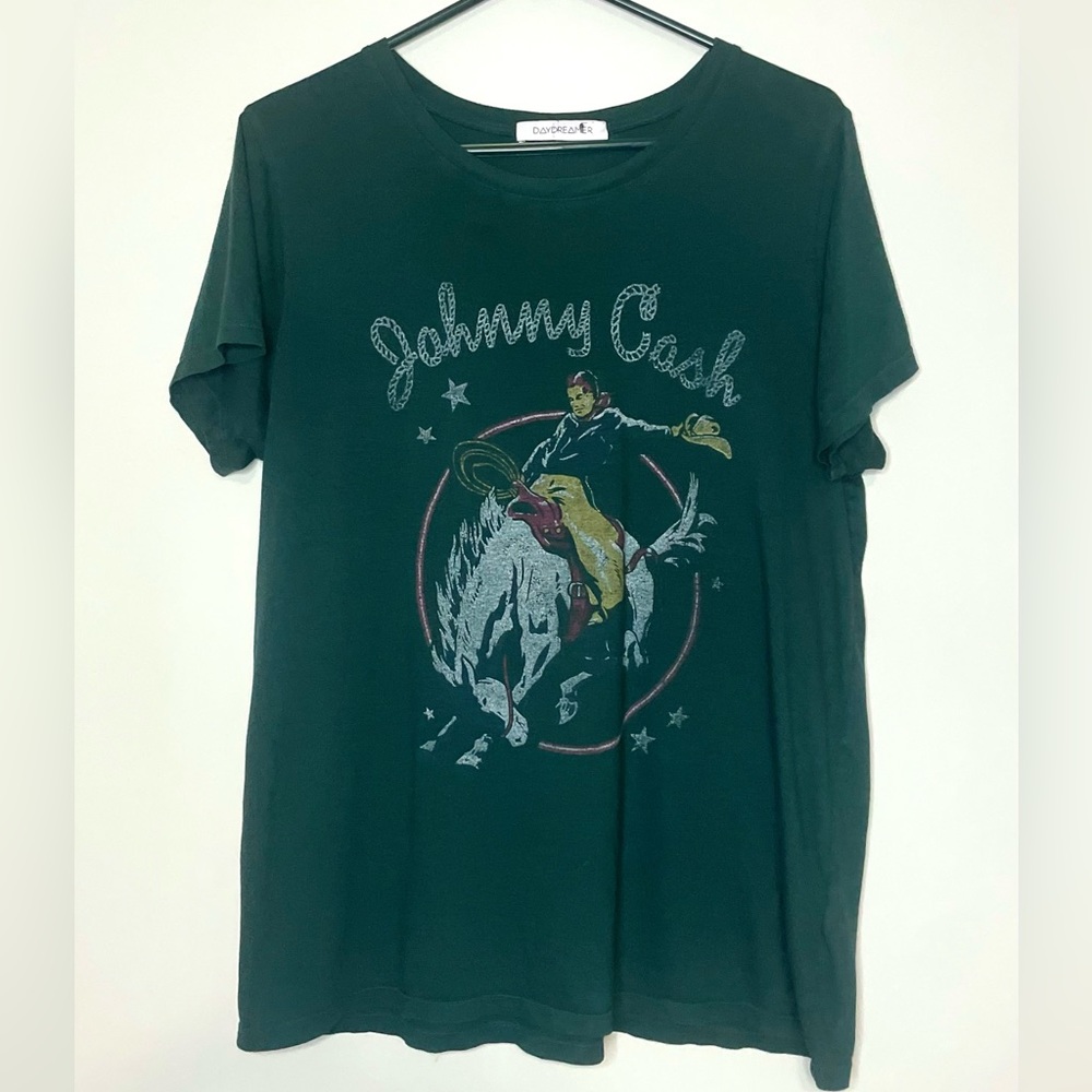 DAYDREAMER Johnny Cash Rodeo Tee in Emerald / Size Large / Short Sleeve Graphic - Picture 4 of 11